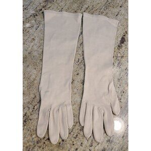 Vintage Womens Size S 6 Beige Cotton Formal 14" Long Gloves